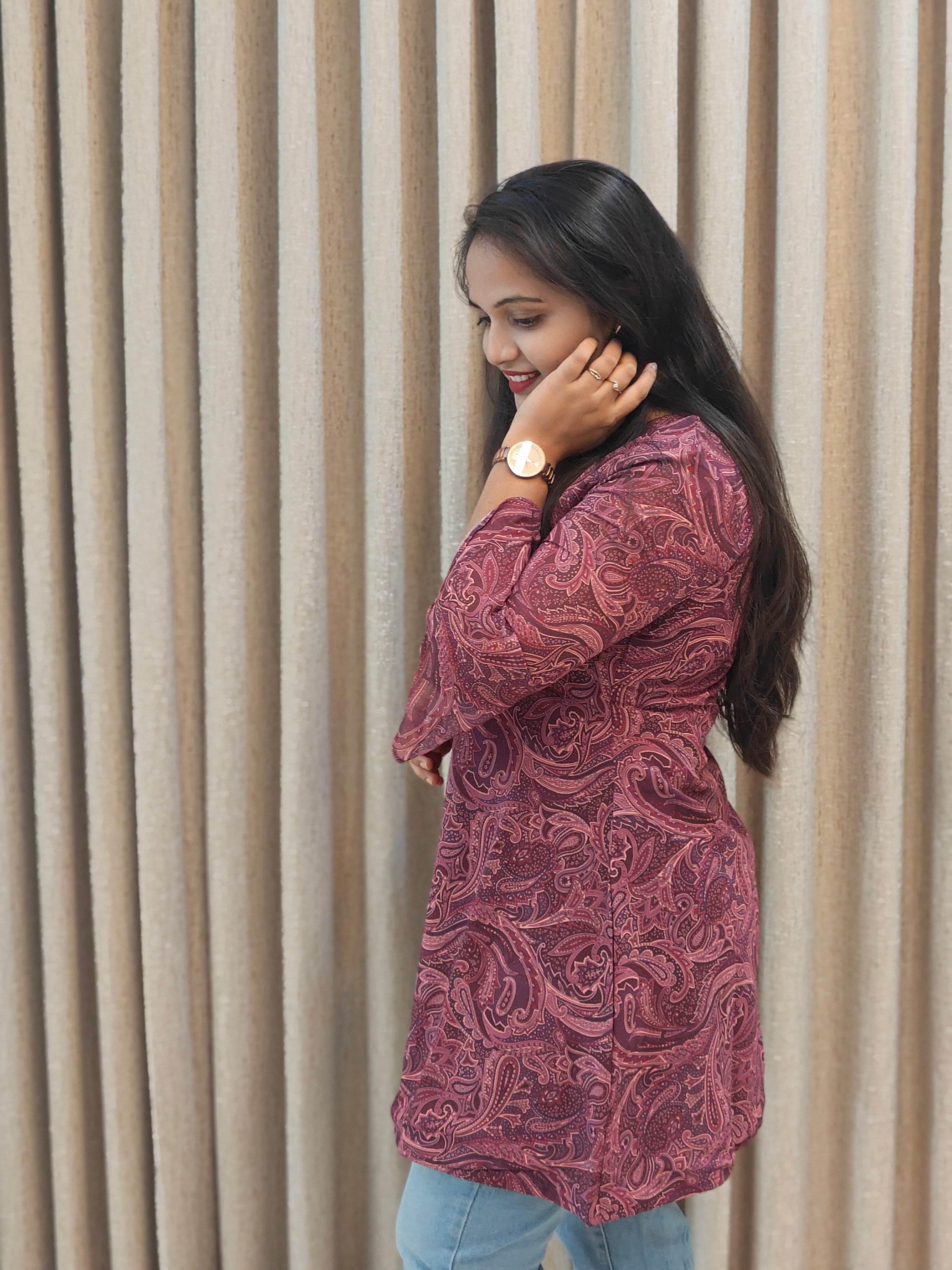 Floral Georgette Tunic Top -  Casual Wear