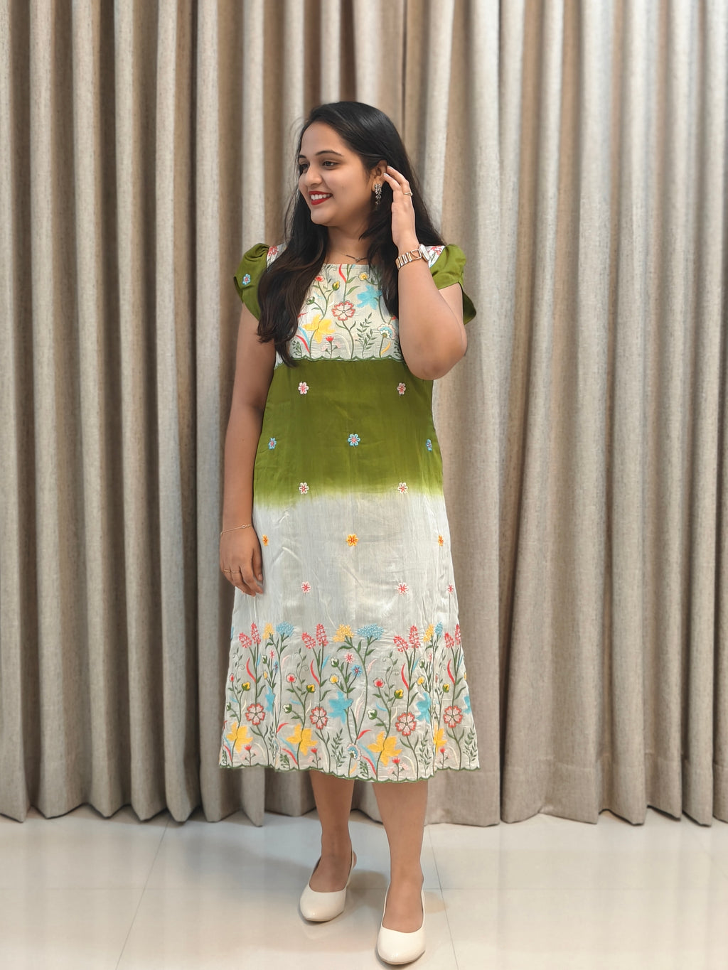 Premium Mul Chanderi A-Line Frock