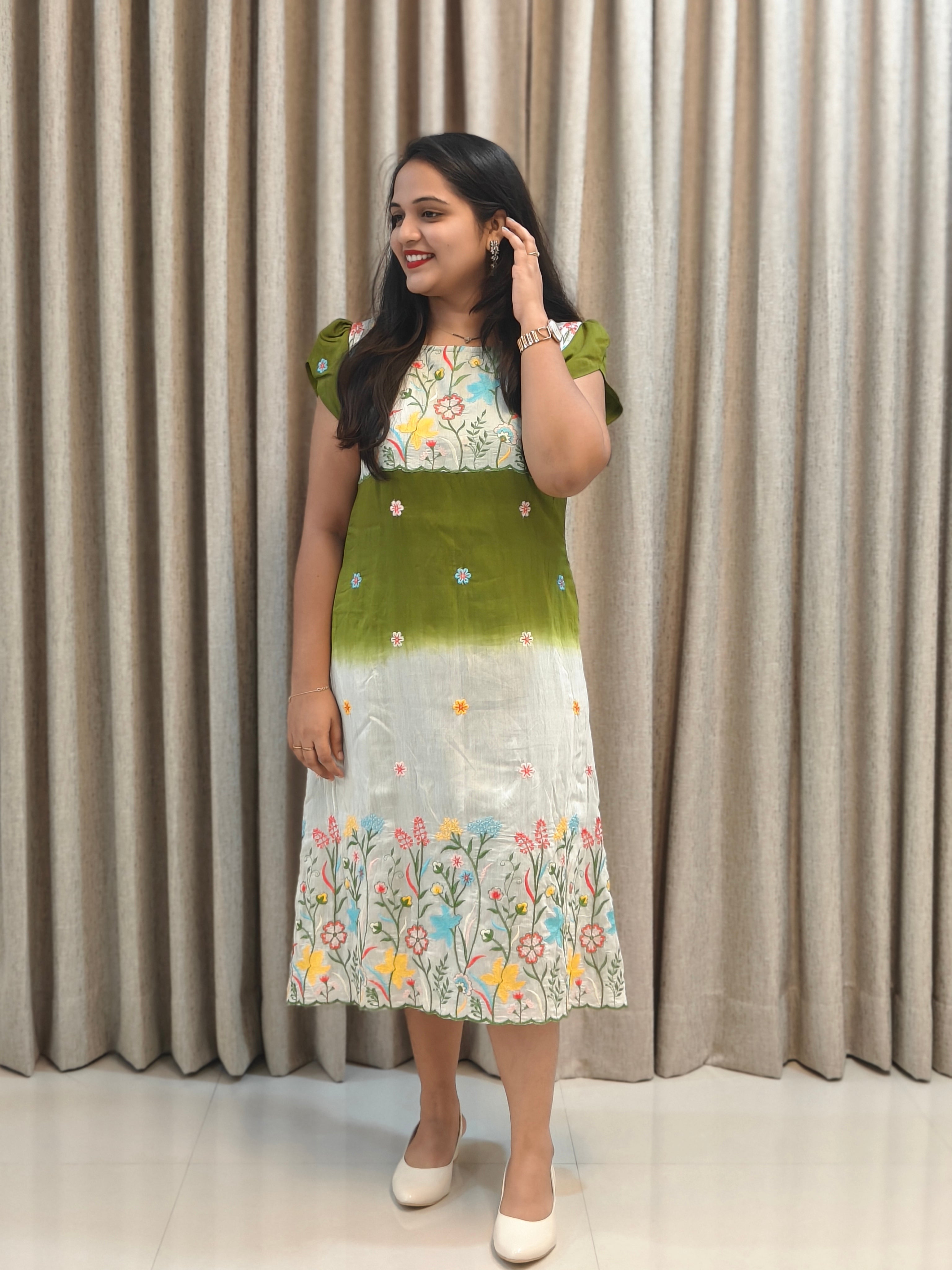 Premium Mul Chanderi A-Line Frock