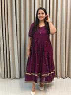 Pure Mercerised Handloom Cotton Narayanpet Frock - Traditional Zari Border