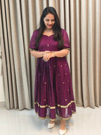 Pure Mercerised Handloom Cotton Narayanpet Frock - Traditional Zari Border