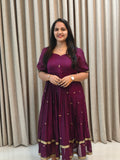 Pure Mercerised Handloom Cotton Narayanpet Frock - Traditional Zari Border