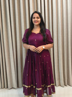 Pure Mercerised Handloom Cotton Narayanpet Frock - Traditional Zari Border