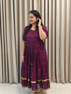 Pure Mercerised Handloom Cotton Narayanpet Frock - Traditional Zari Border