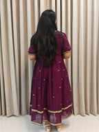 Pure Mercerised Handloom Cotton Narayanpet Frock - Traditional Zari Border