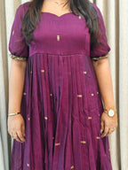 Pure Mercerised Handloom Cotton Narayanpet Frock - Traditional Zari Border