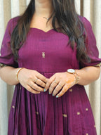 Pure Mercerised Handloom Cotton Narayanpet Frock - Traditional Zari Border