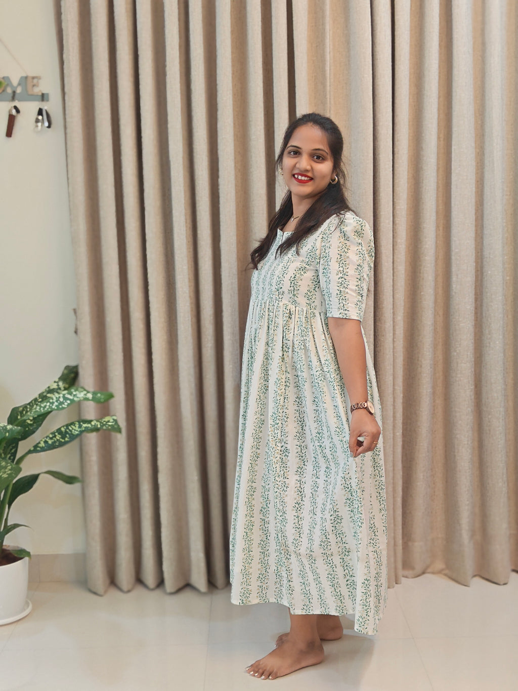 Pure Cotton Handblock Print Breastfeeding-Friendly Frock