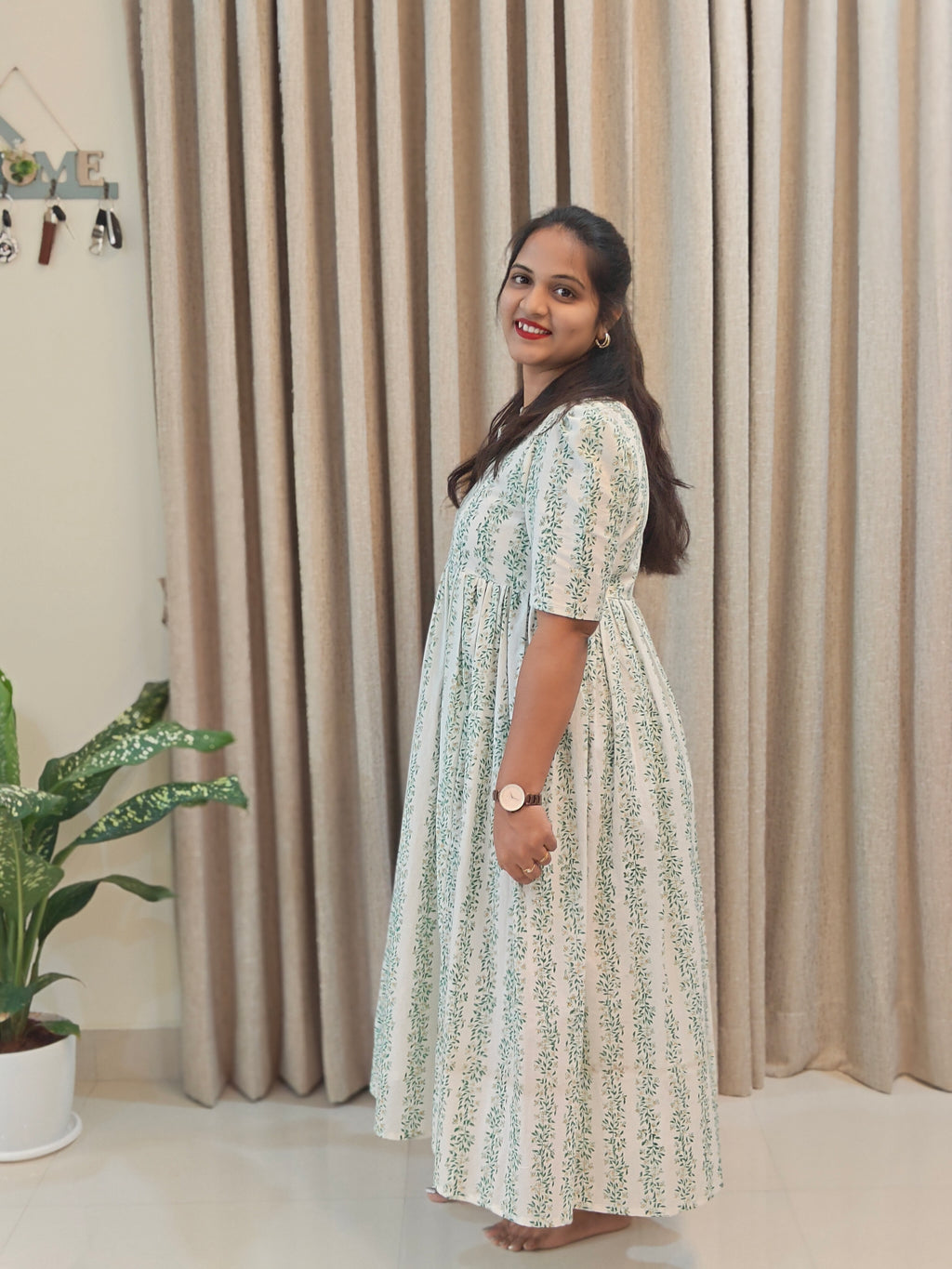 Pure Cotton Handblock Print Breastfeeding-Friendly Frock