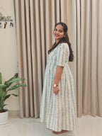 Pure Cotton Handblock Print Breastfeeding-Friendly Frock