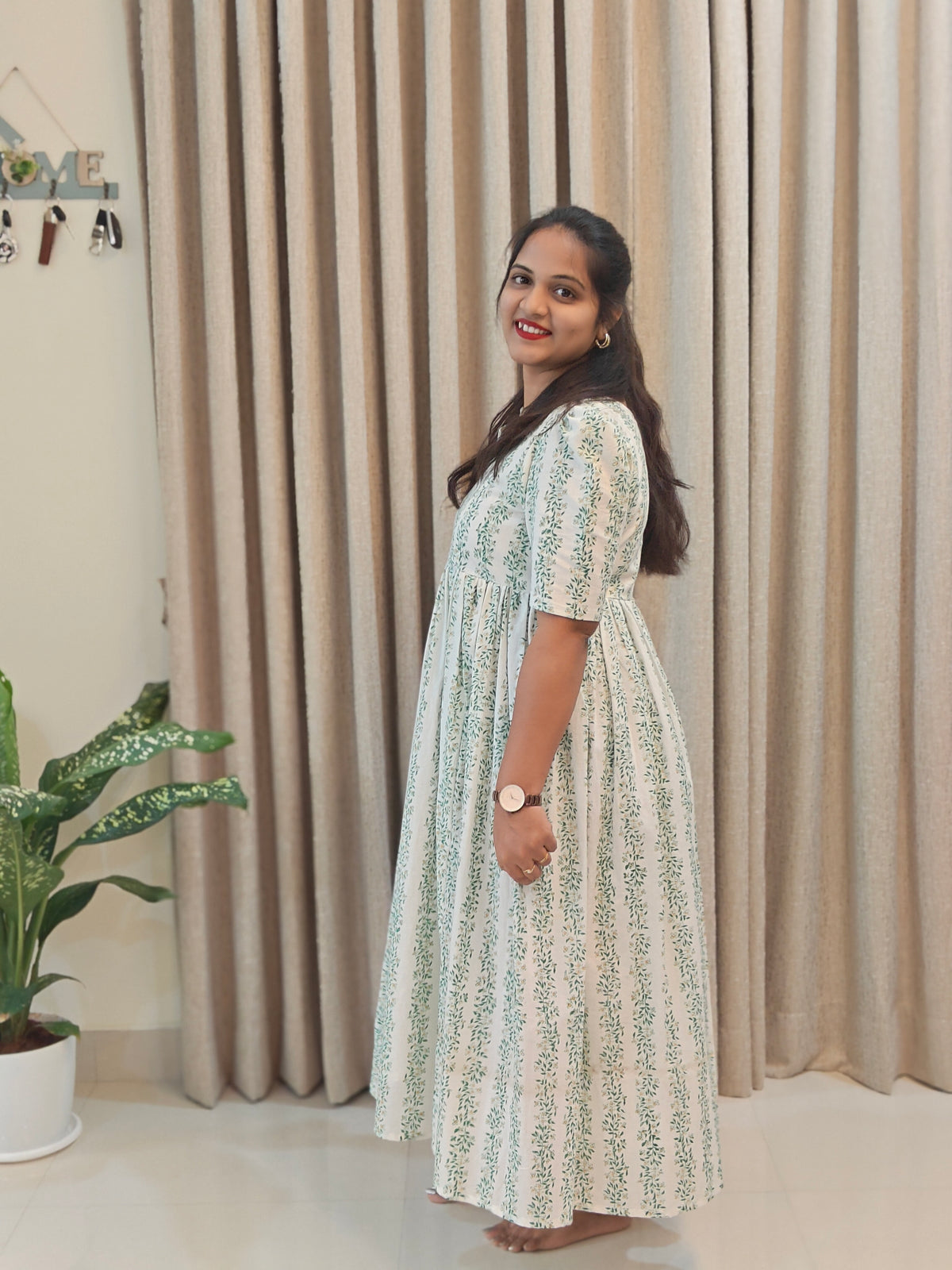 Pure Cotton Handblock Print Breastfeeding-Friendly Frock