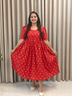 Pure Cotton Handblock Print Feeding Frock for Nursing Moms