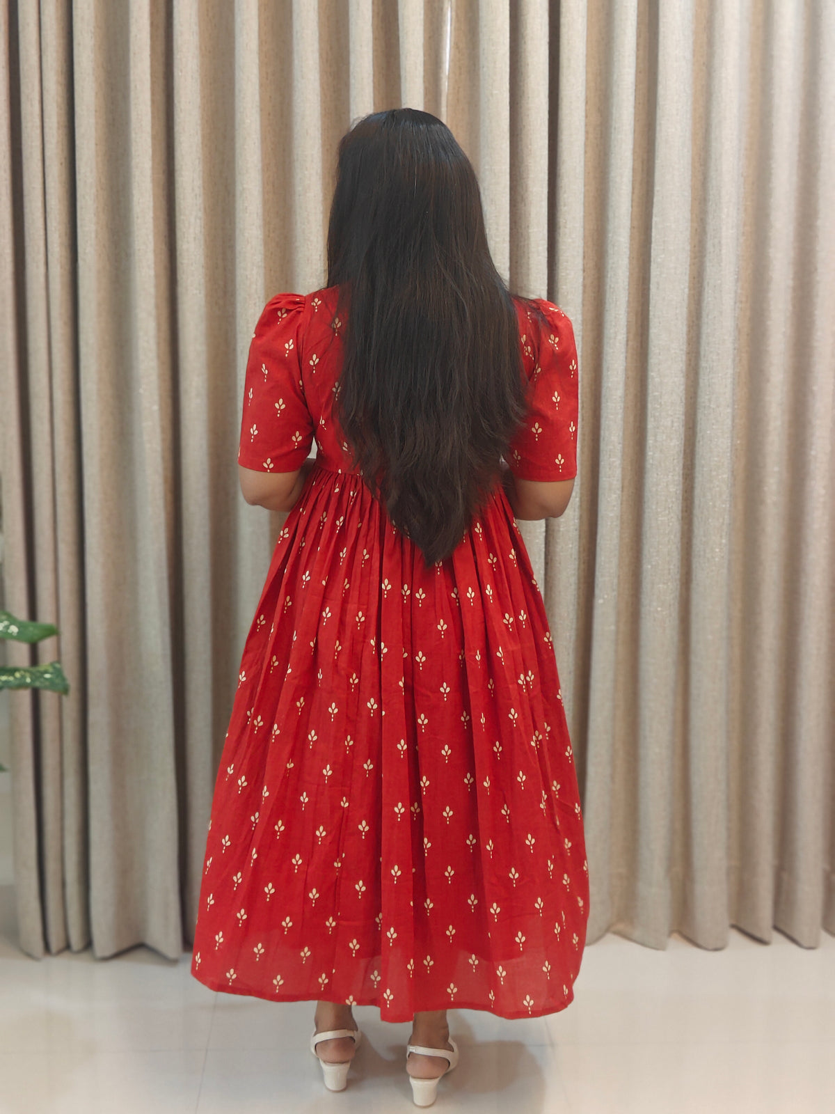 Pure Cotton Handblock Print Feeding Frock for Nursing Moms