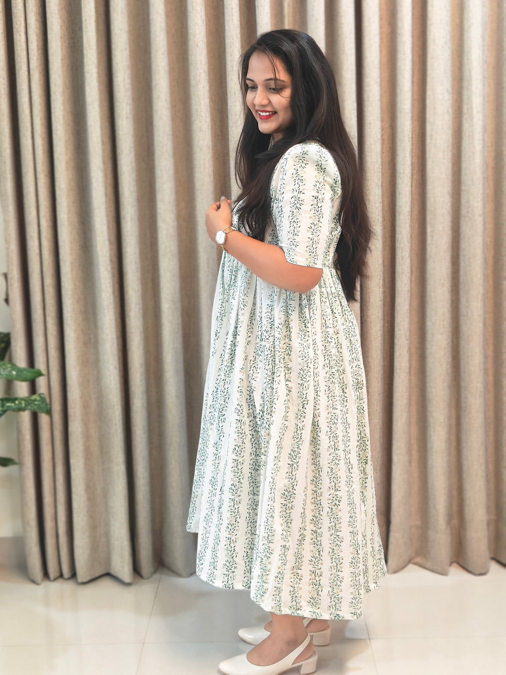 Pure Cotton Handblock Print Breastfeeding-Friendly Frock