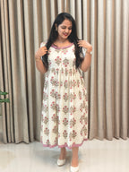 Kota Doria Cotton Handblock Print Feeding Frock