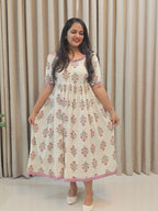 Kota Doria Cotton Handblock Print Feeding Frock