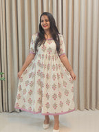 Kota Doria Cotton Handblock Print Feeding Frock