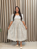 White Cotton Handblock Print Frock