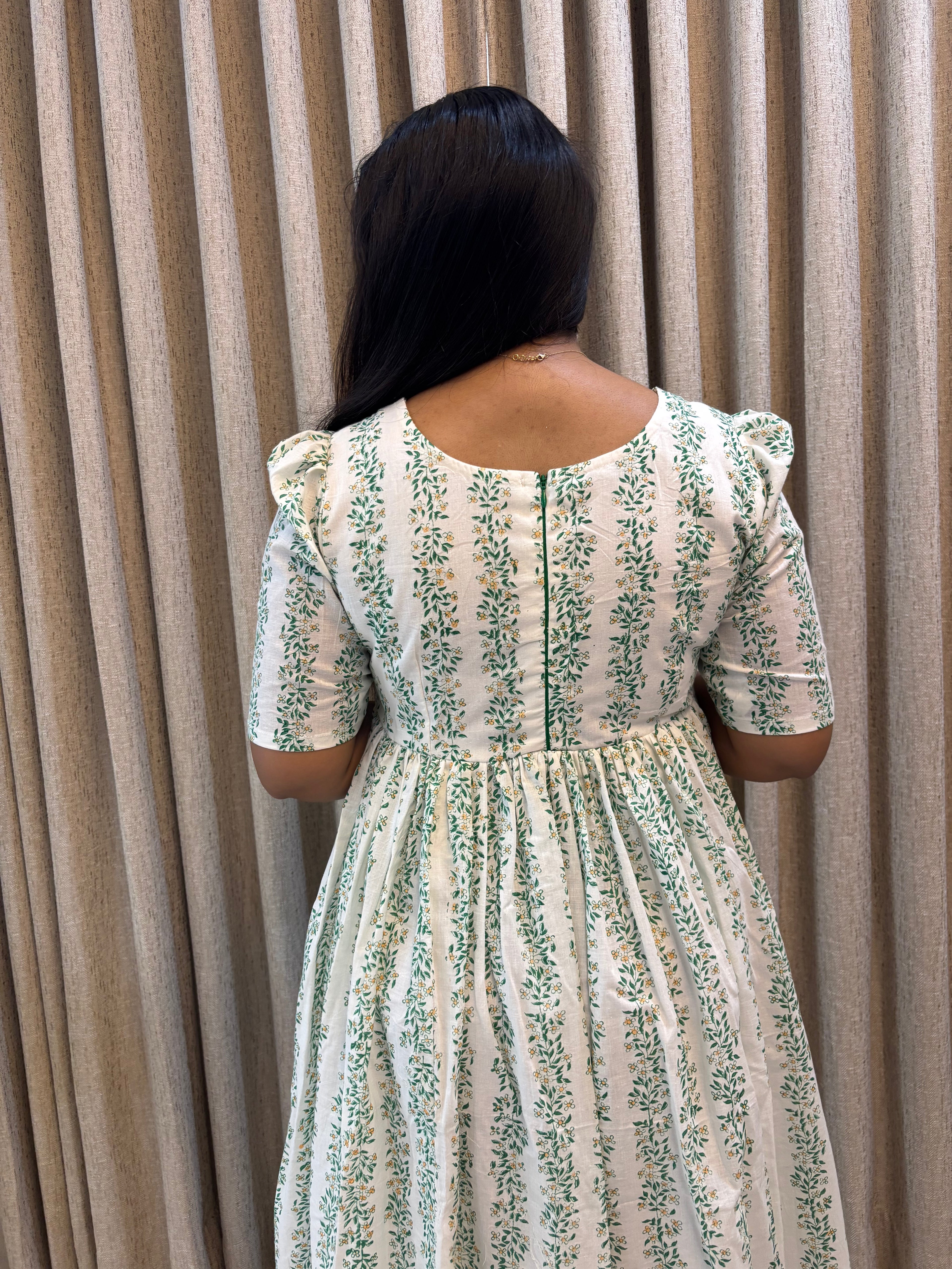 Pure Cotton Handblock Print Breastfeeding-Friendly Frock