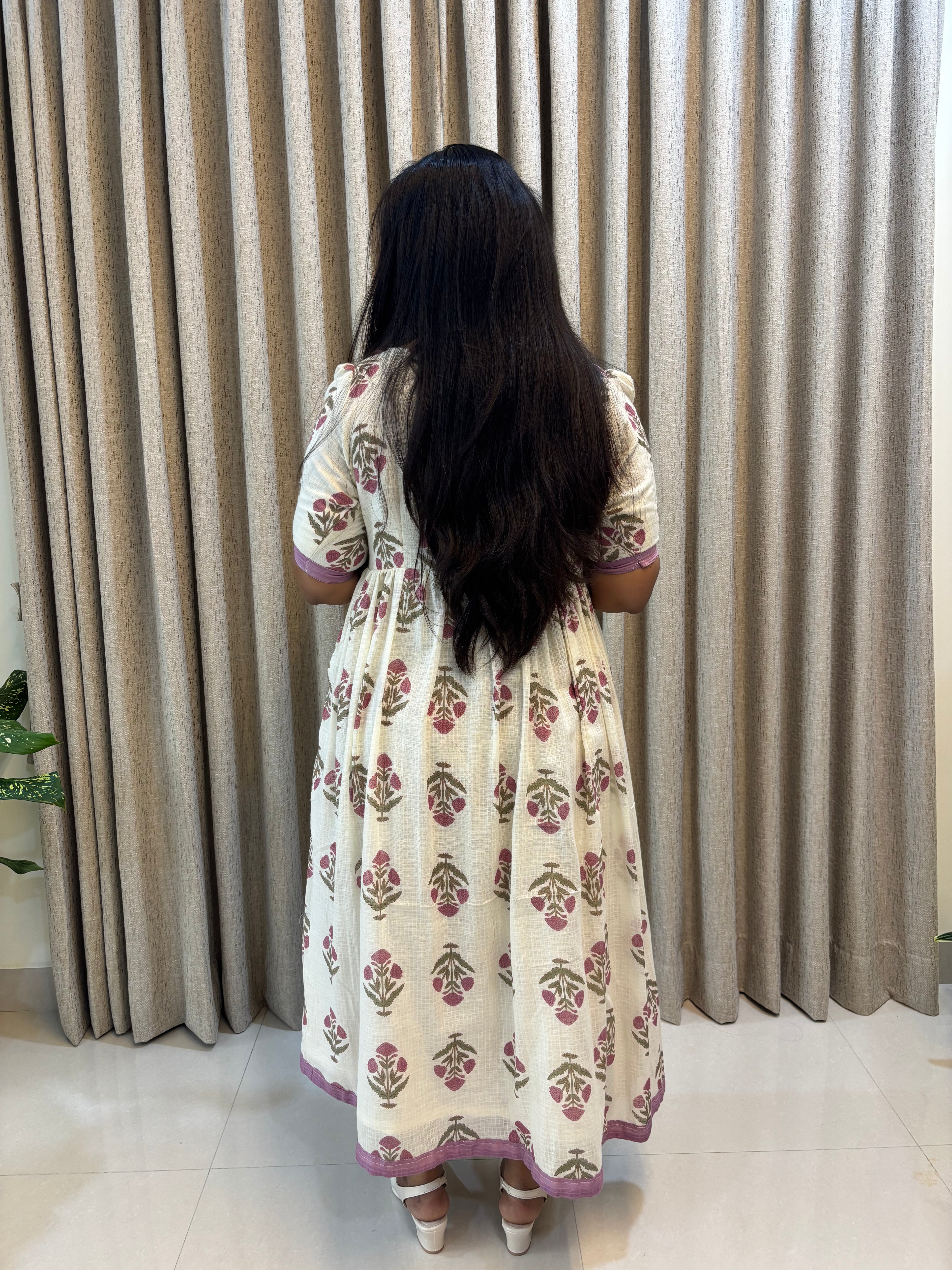 Kota Doria Cotton Handblock Print Feeding Frock