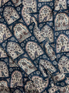 Premium Navy Mughal Arch Satin Shirt Luxe Party Wear