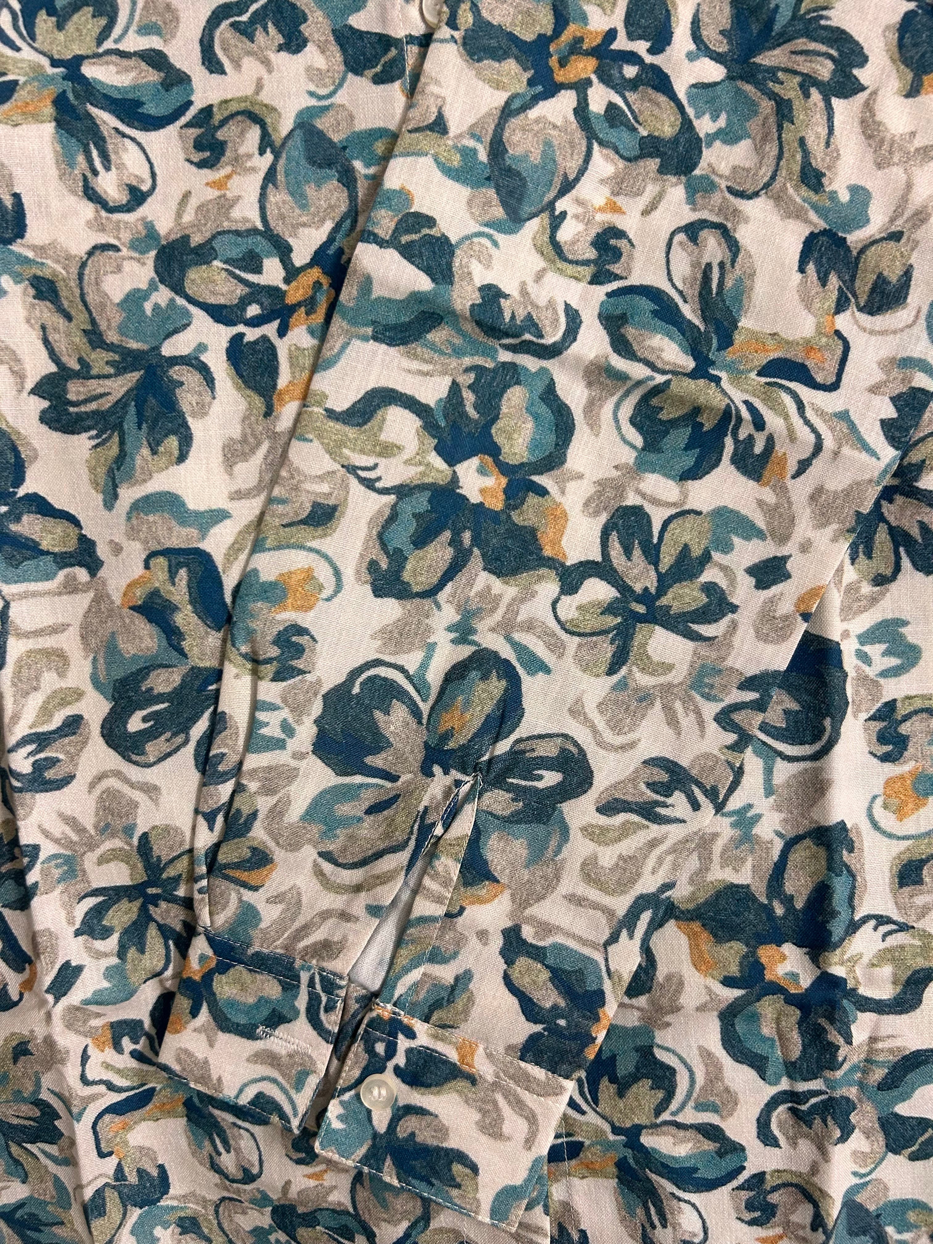 Premium Teal Green Floral Linen Shirt Casual Wear