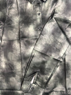 Premium Green Tie-Dye Satin Shirt Cloud Marble Print