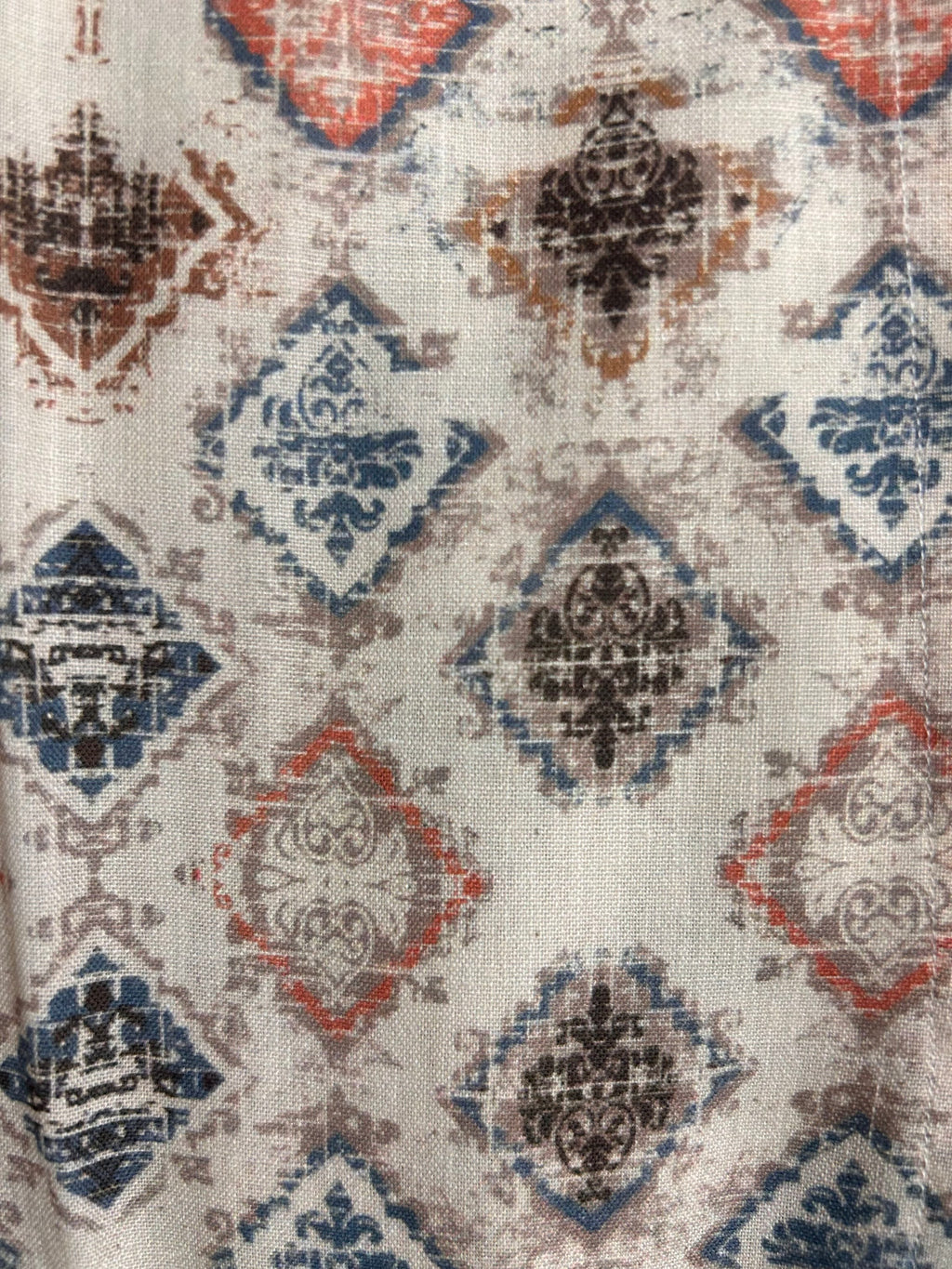 Coral Geometric Print Linen Shirt