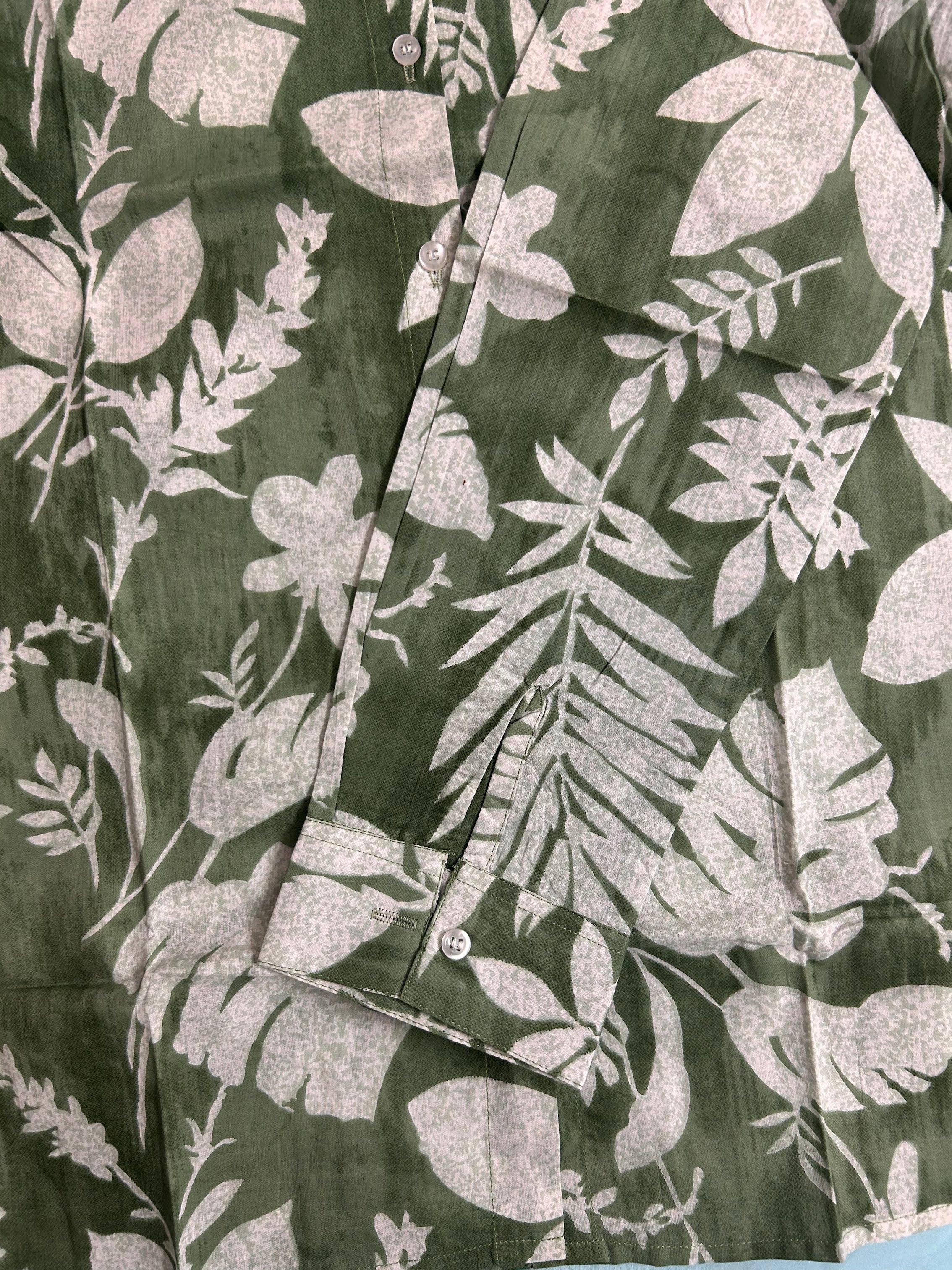 Premium Green Tropical Floral Shirt Pure Cotton