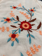Pure Cotton White Kurti With Embroidary