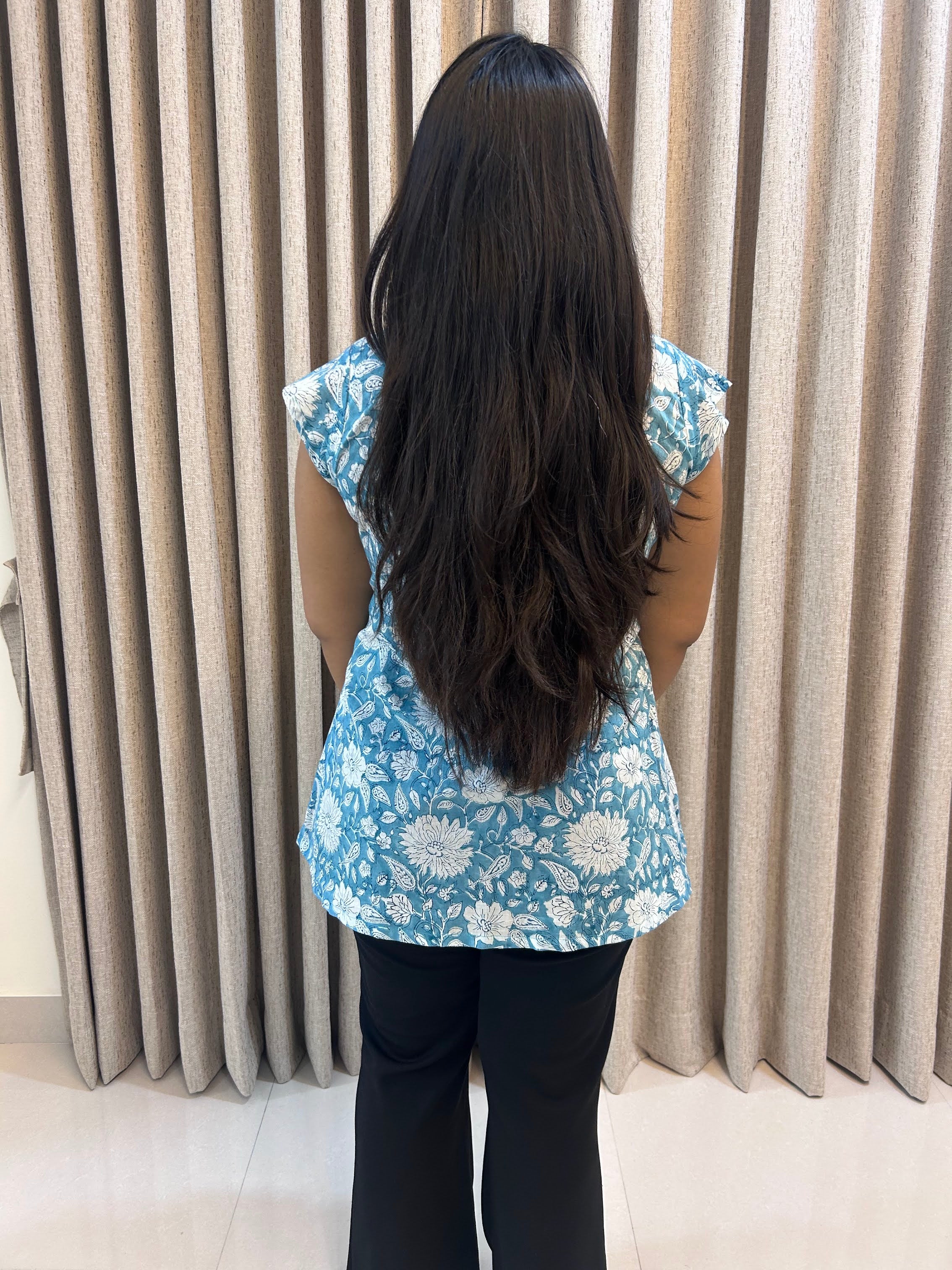 Handblock Print Cotton Tunic - Blue