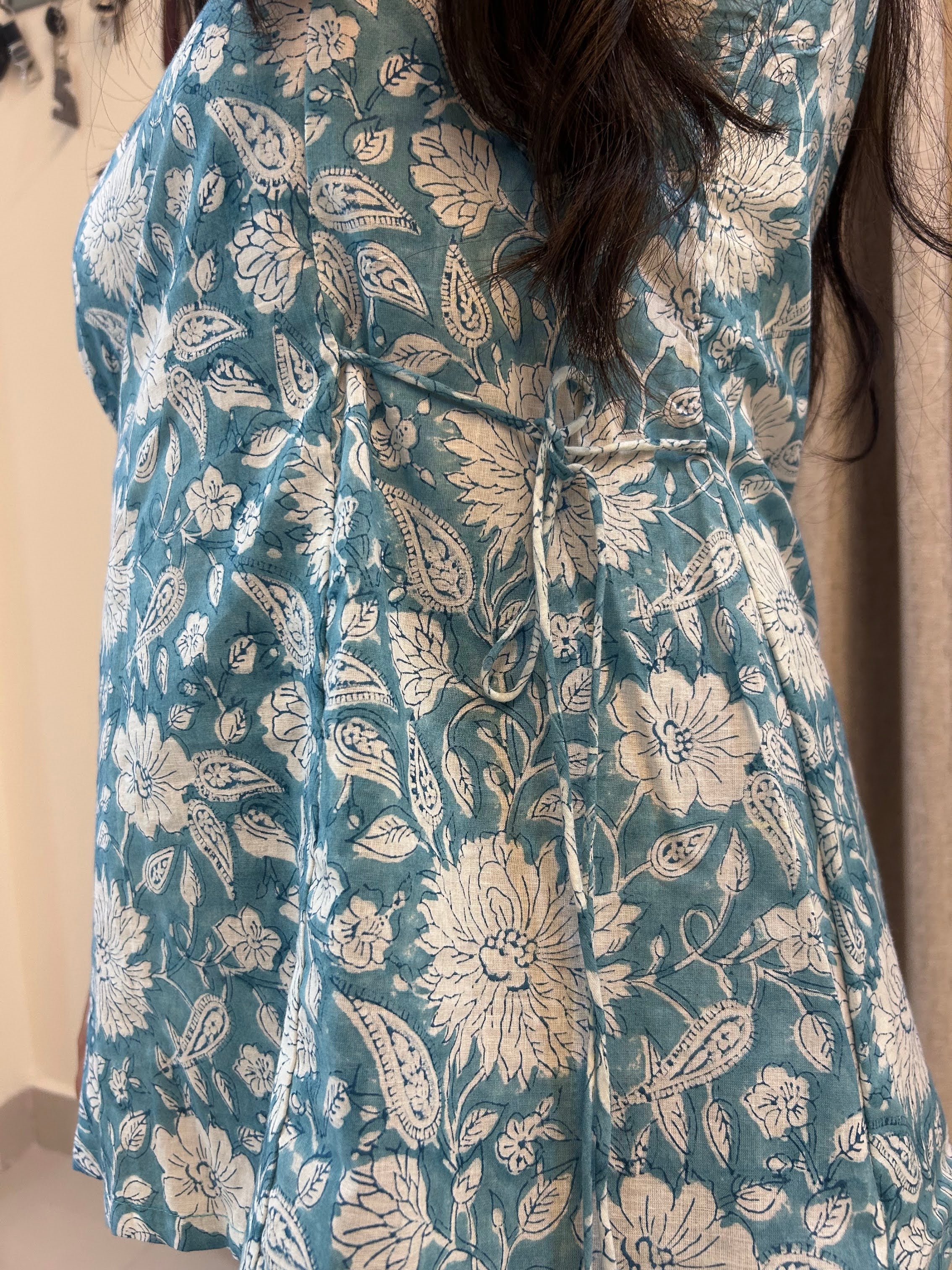 Handblock Print Cotton Tunic - Blue