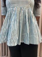 Handblock Print Cotton Peplum Top - Floral