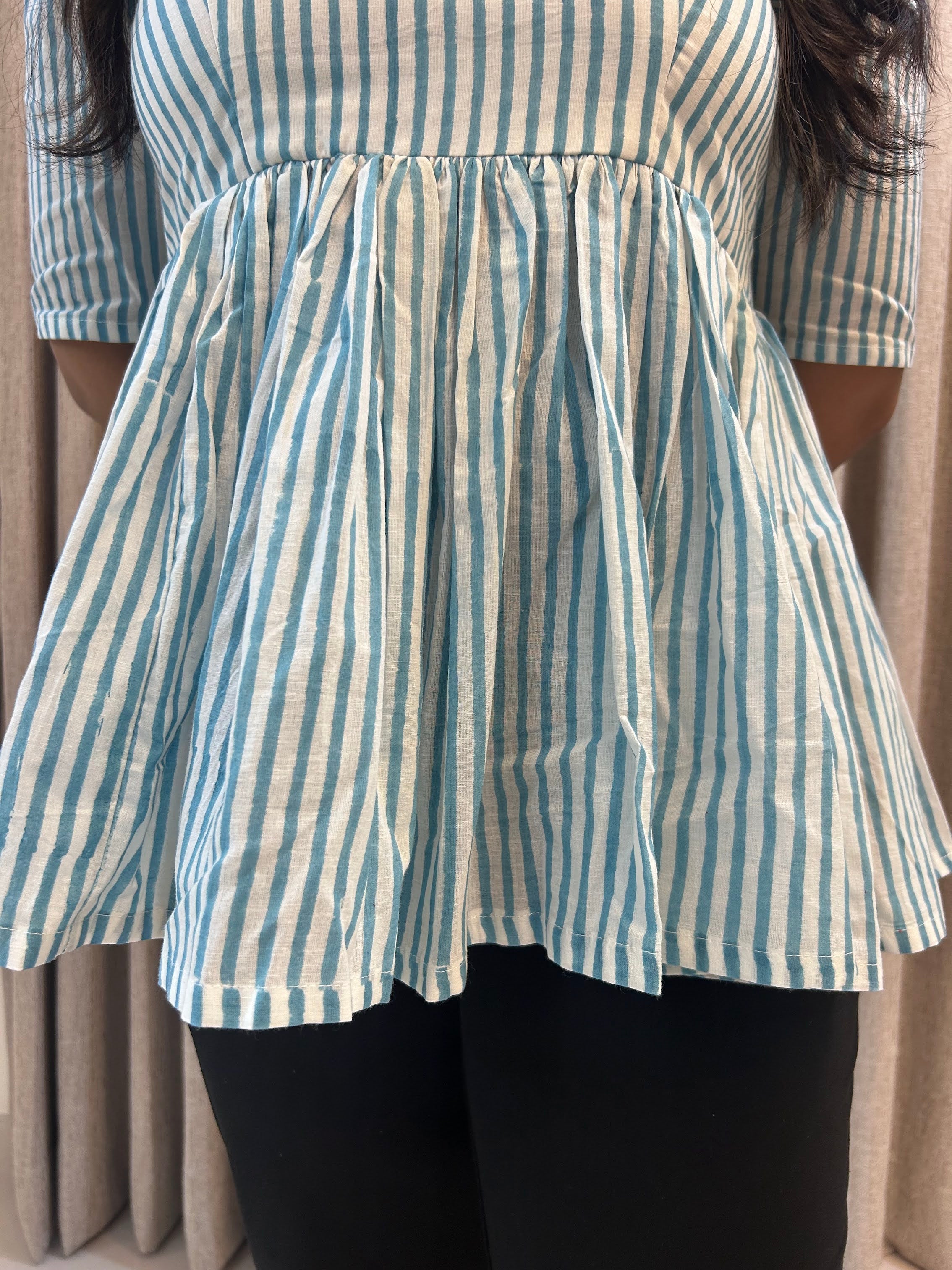 Handblock Print Cotton Peplum Top - Floral