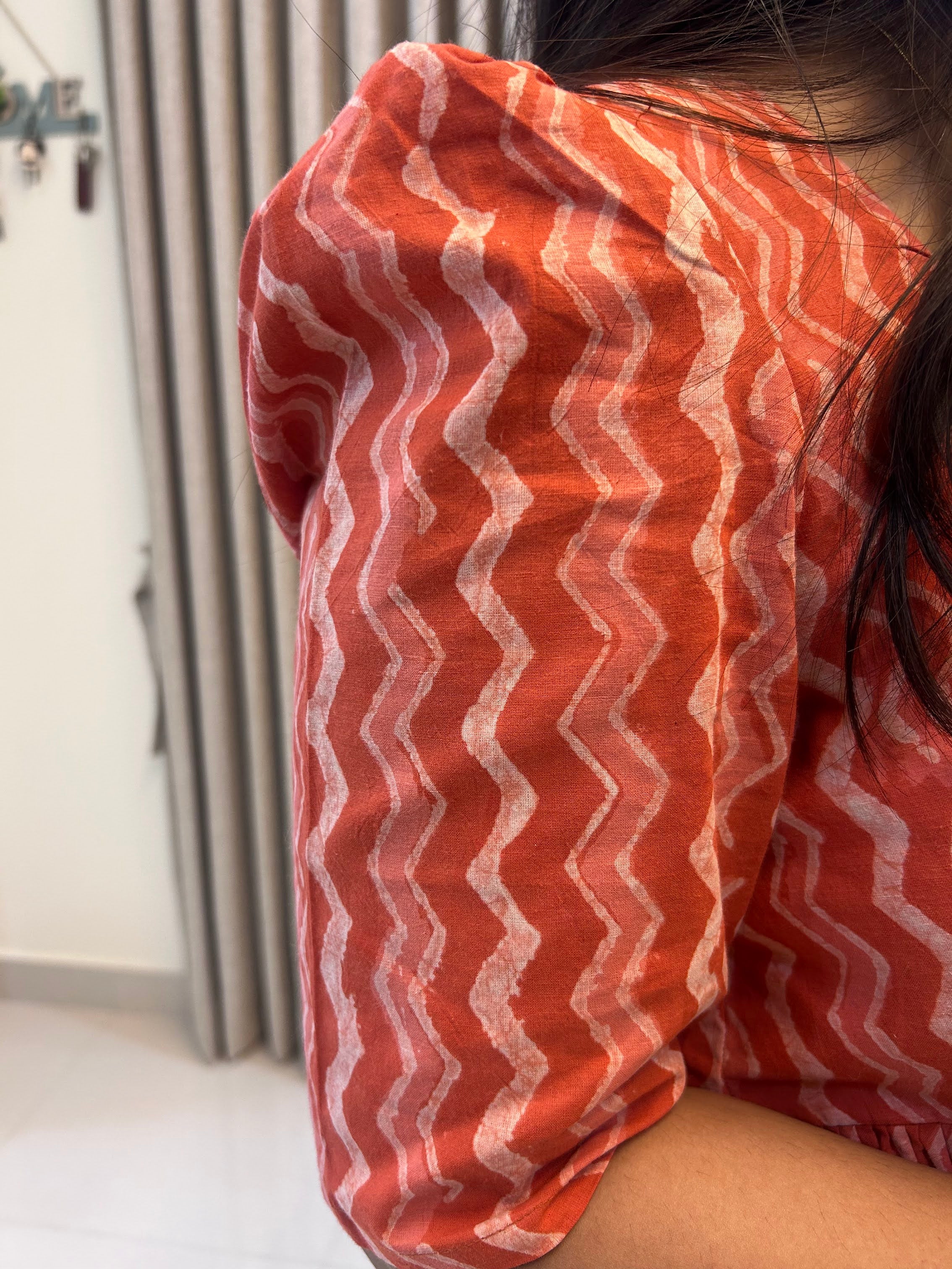 Handblock Print Cotton Peplum Top