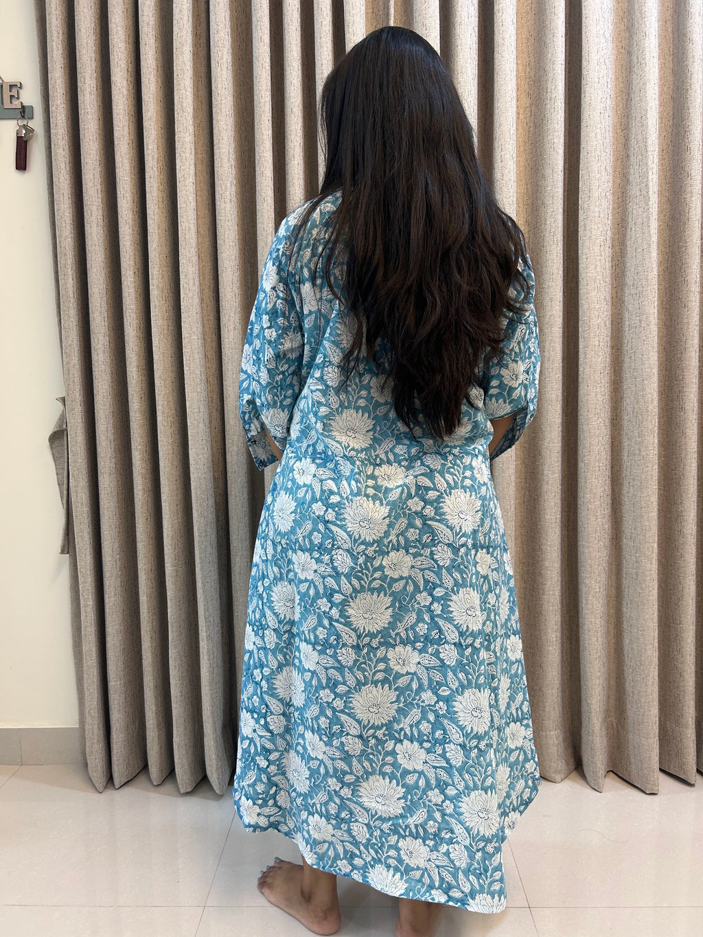 Handblock Print Cotton A-Line Asymmetric Frock