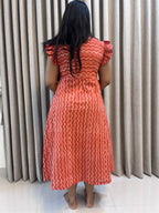 Handblock Print Cotton A-Line Frock - Stripes