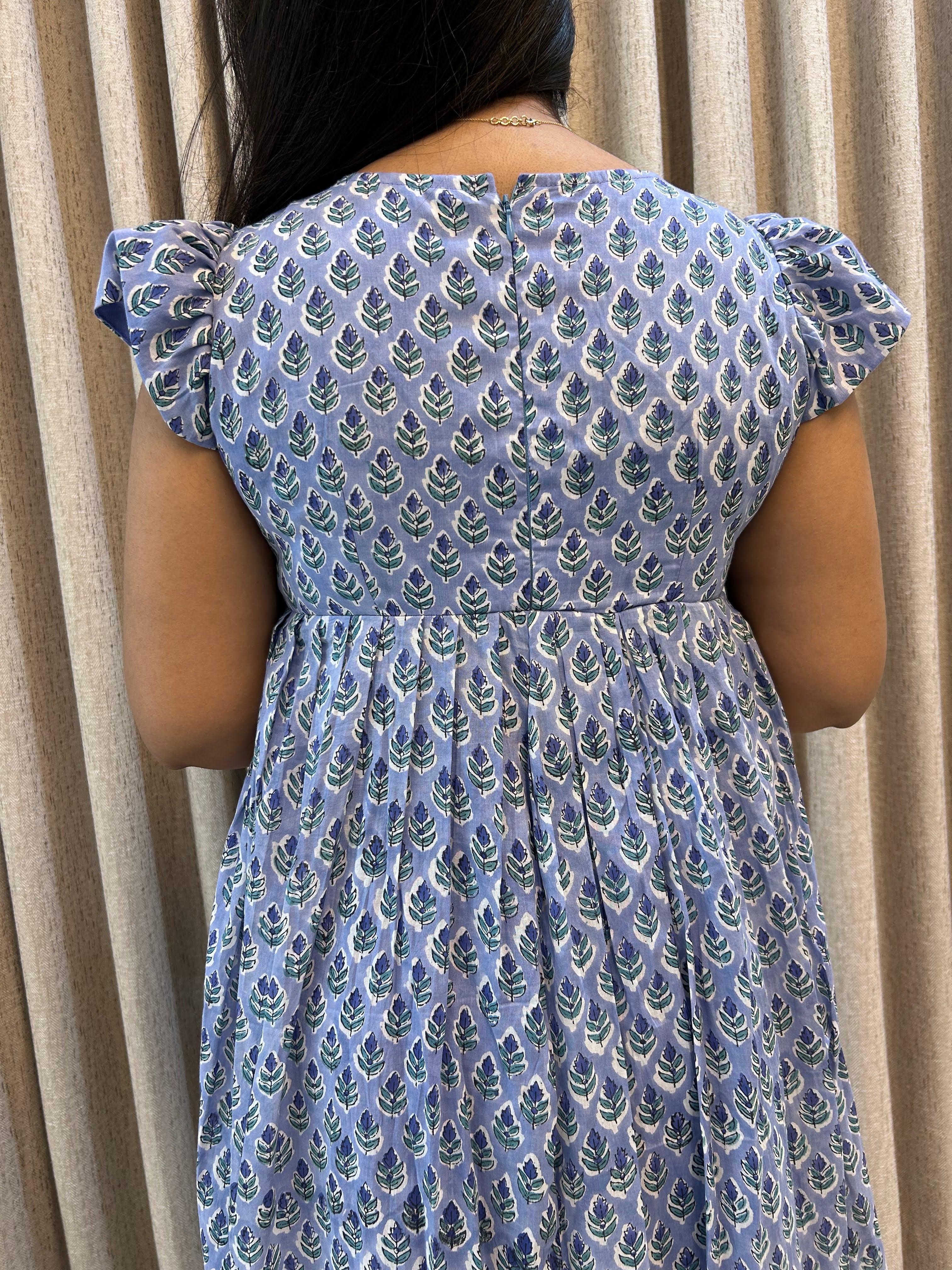 Handblock Print Mul Cotton Casual Wear Frock