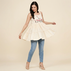 Pure Cotton White Kurti With Embroidary