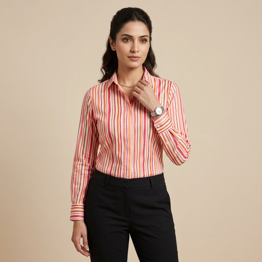 Premium Multi Color Striped Linen Shirt Classic Formal Wear