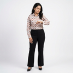 Coral Geometric Print Linen Shirt