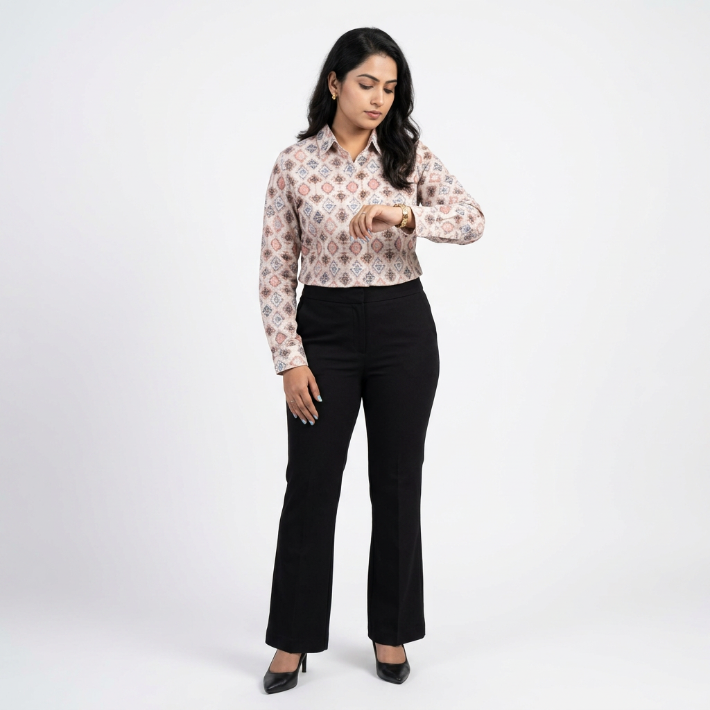 Premium Coral Geometric Print Shirt Linen Cotton