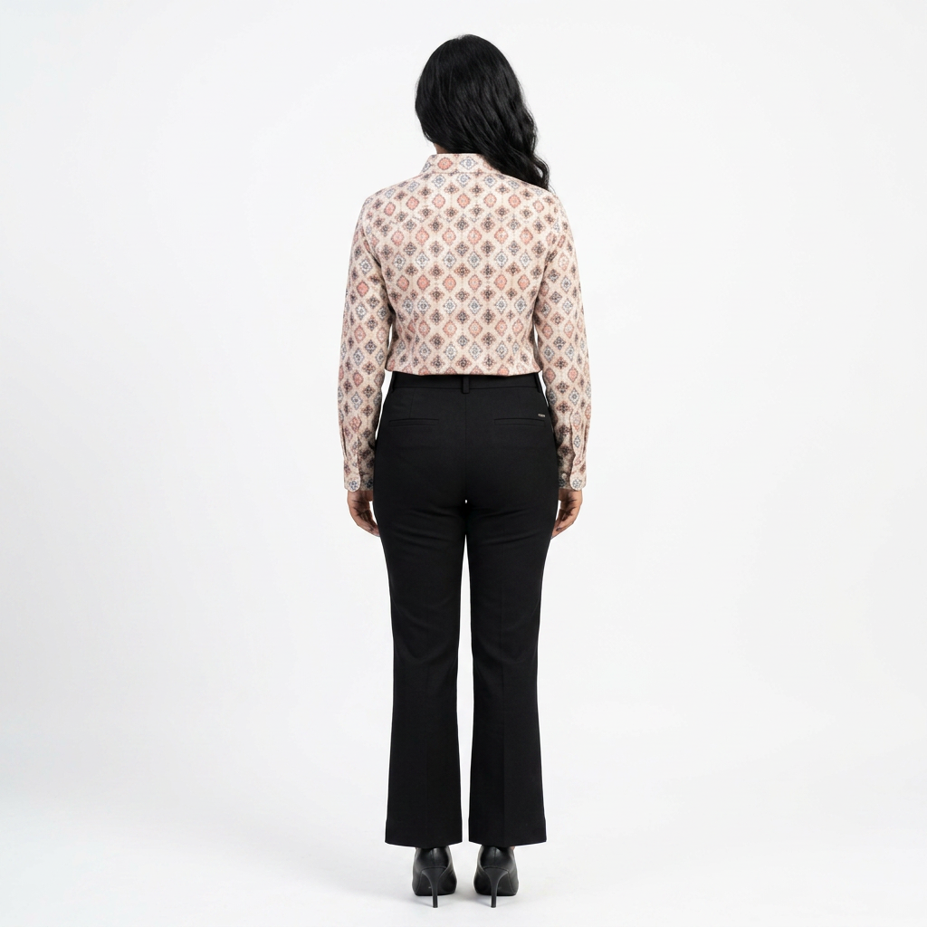 Coral Geometric Print Linen Shirt