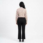 Coral Geometric Print Linen Shirt