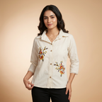 Pure Cotton White Kurti With Embroidary