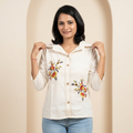 Pure Cotton White Kurti With Embroidary