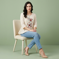 Pure Cotton White Kurti With Embroidary