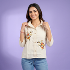 Pure Cotton White Kurti With Embroidary