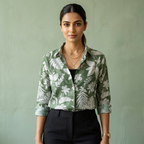 Premium Green Tropical Floral Shirt Pure Cotton