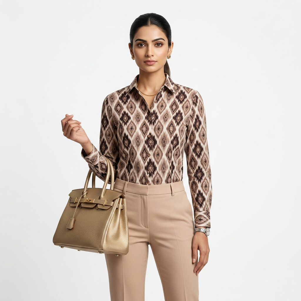 Premium Ikat Print Linen Cotton Shirt